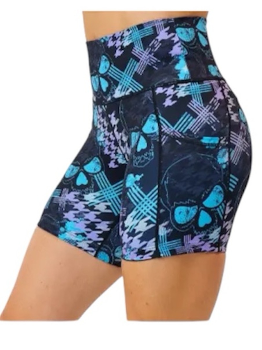 Constantly Varied Gear Black Teal & Purple Skull workout Shorts size medium
